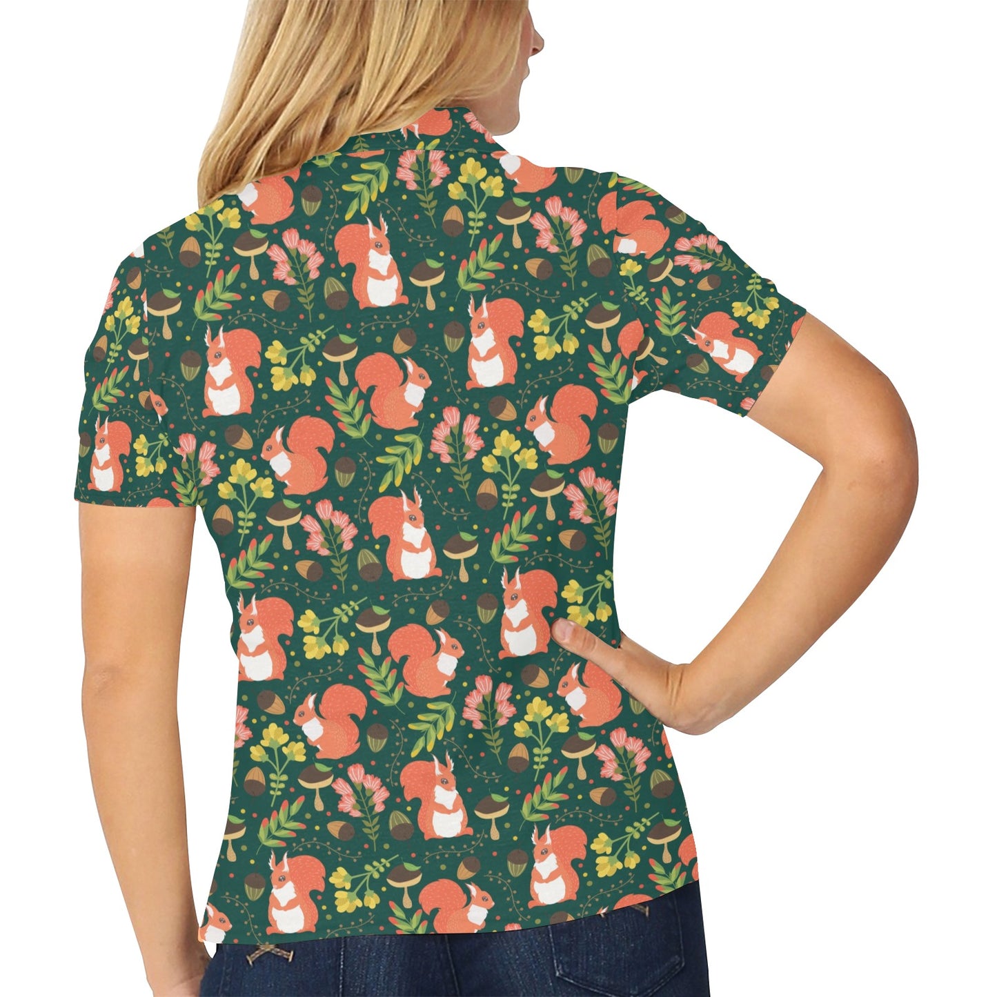 Squirrel Print Design LKS302 Women's Polo Shirt