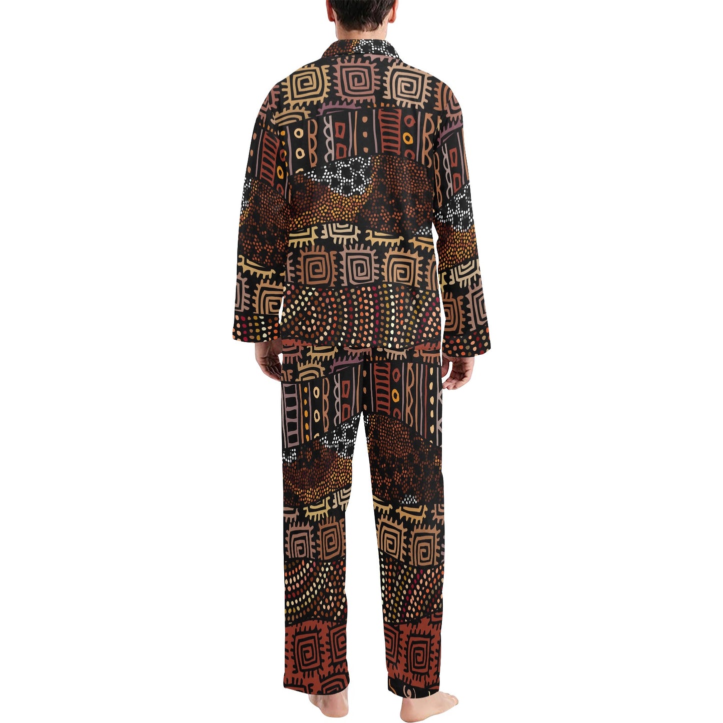 African Pattern Print Design 07 Men's Long Pajama Set