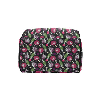 Wine Print Design LKS307 Diaper Bag Backpack