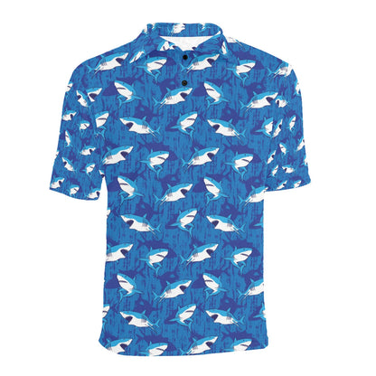 Shark Print Design LKS308 Men Polo Shirt