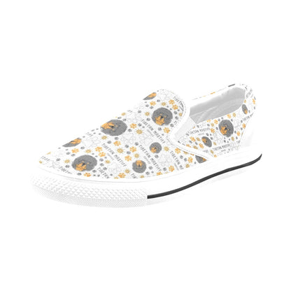 Tibetan Mastiffs Print Design LKS302 White Slip Ons Canvas Women's Shoes
