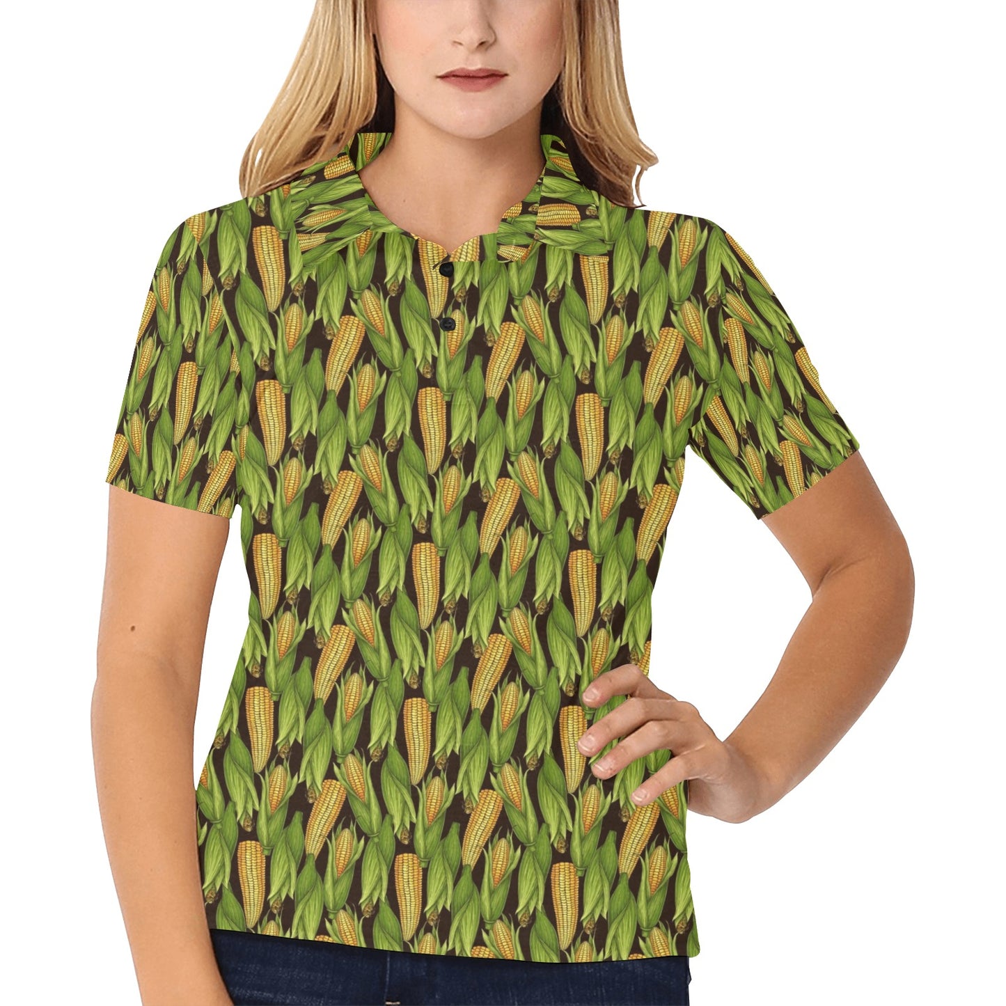 Agricultural Corn cob Print Women's Polo Shirt