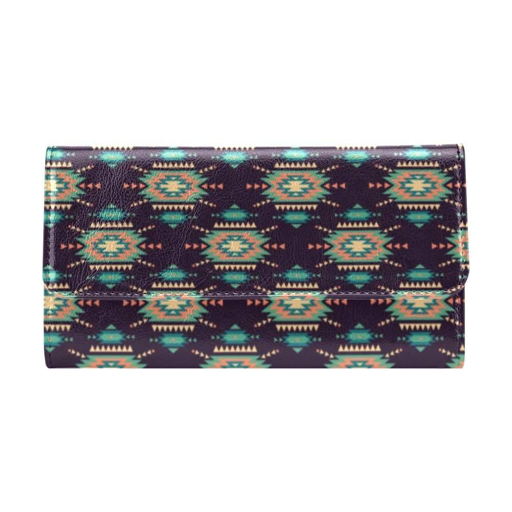 Navajo Geometric Style Print Pattern Women's Trifold Wallet