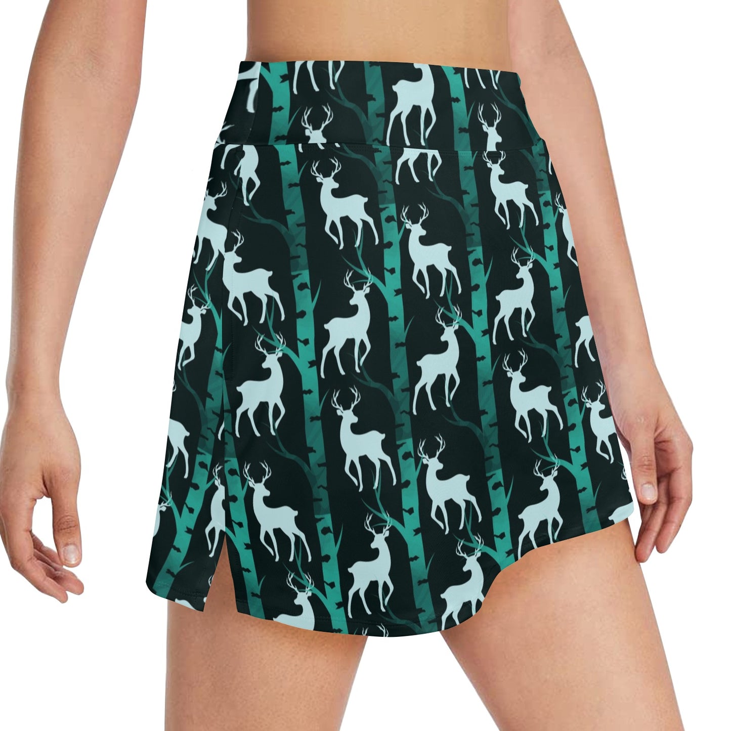 Deer Jungle Print Pattern 17" Golf & Pickleball Skort with Pockets