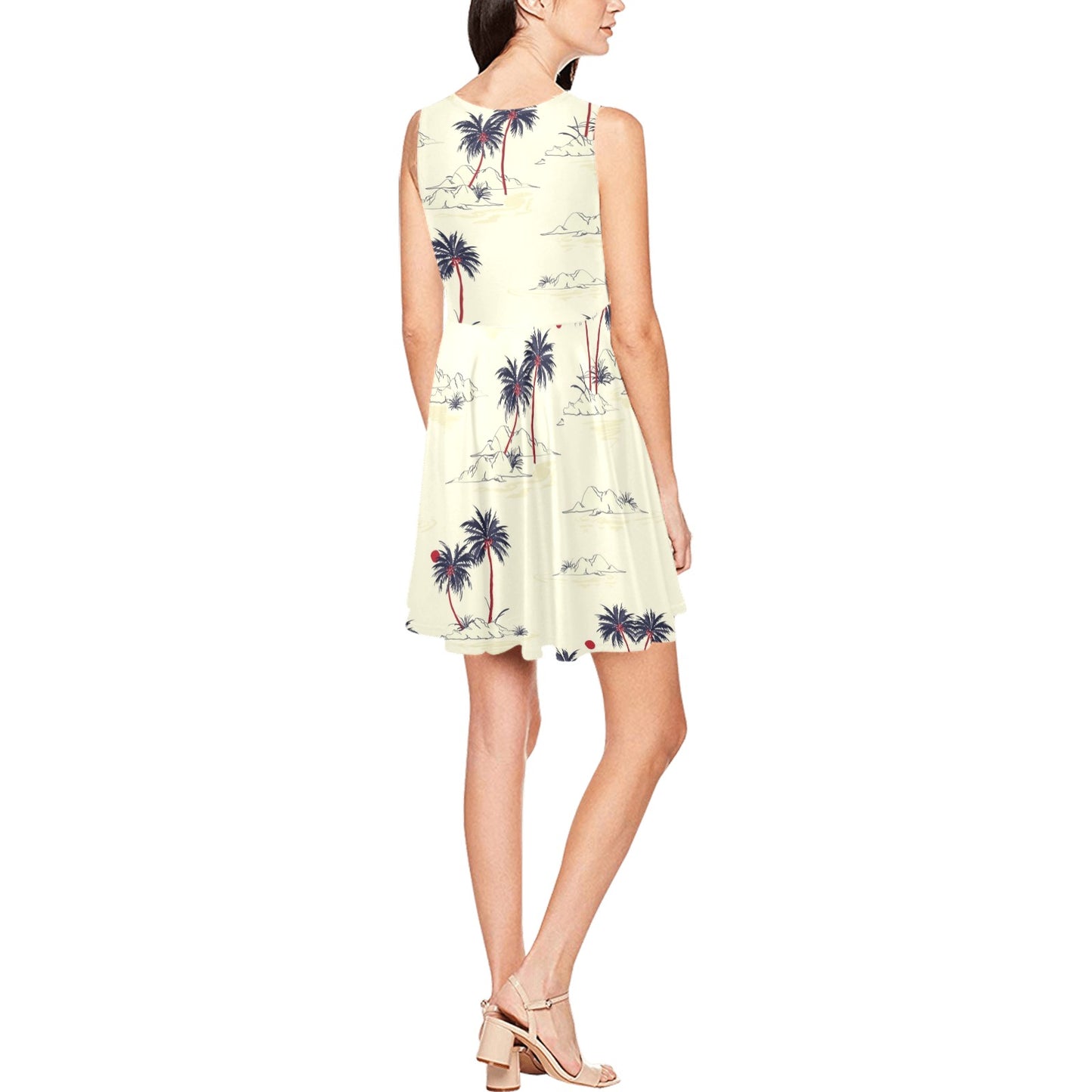 Palm Tree Pattern Print Design PT08 Sleeveless Dress