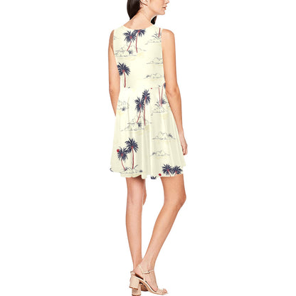 Palm Tree Pattern Print Design PT08 Sleeveless Dress
