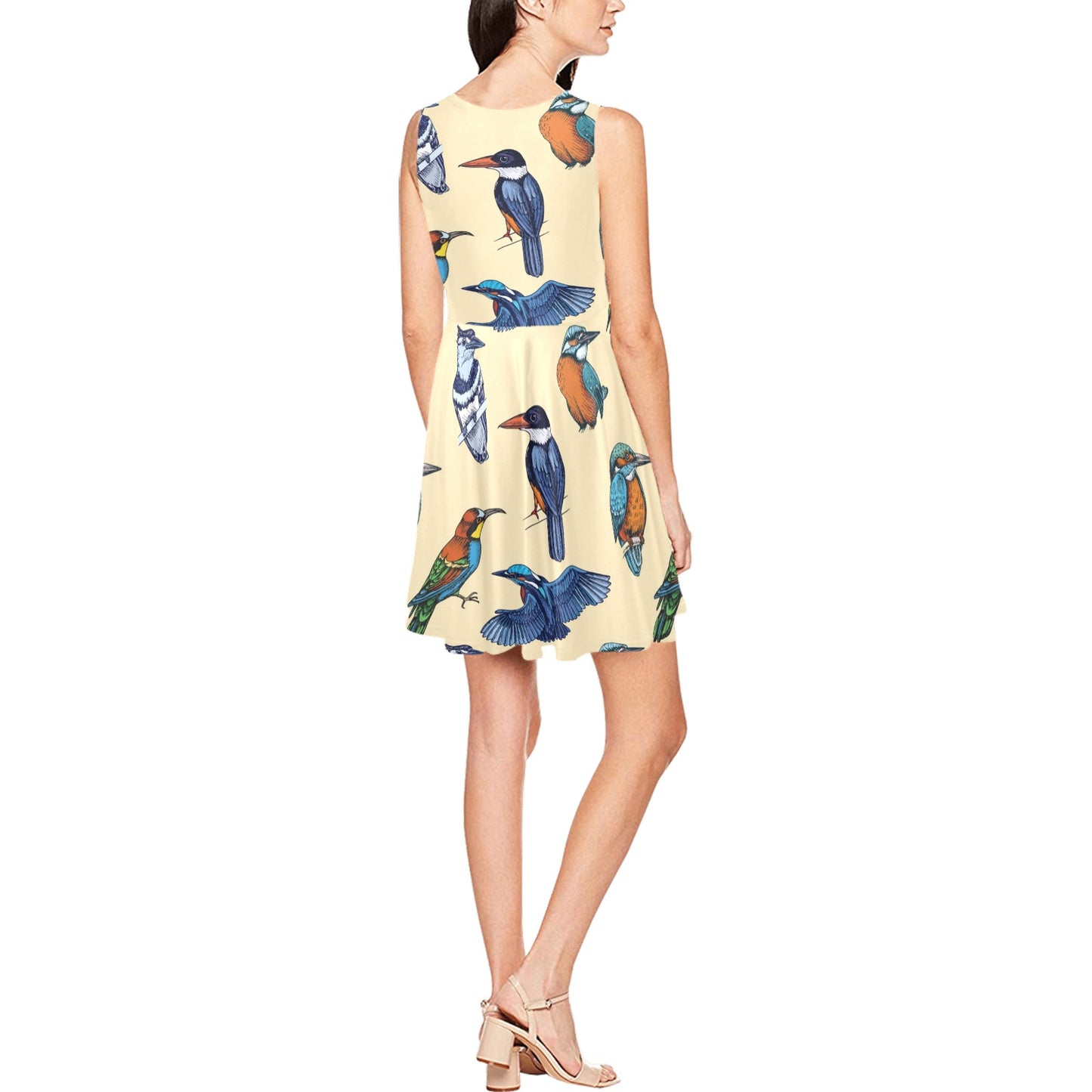 Kingfisher Bird Pattern Print Design 04 Sleeveless Dress