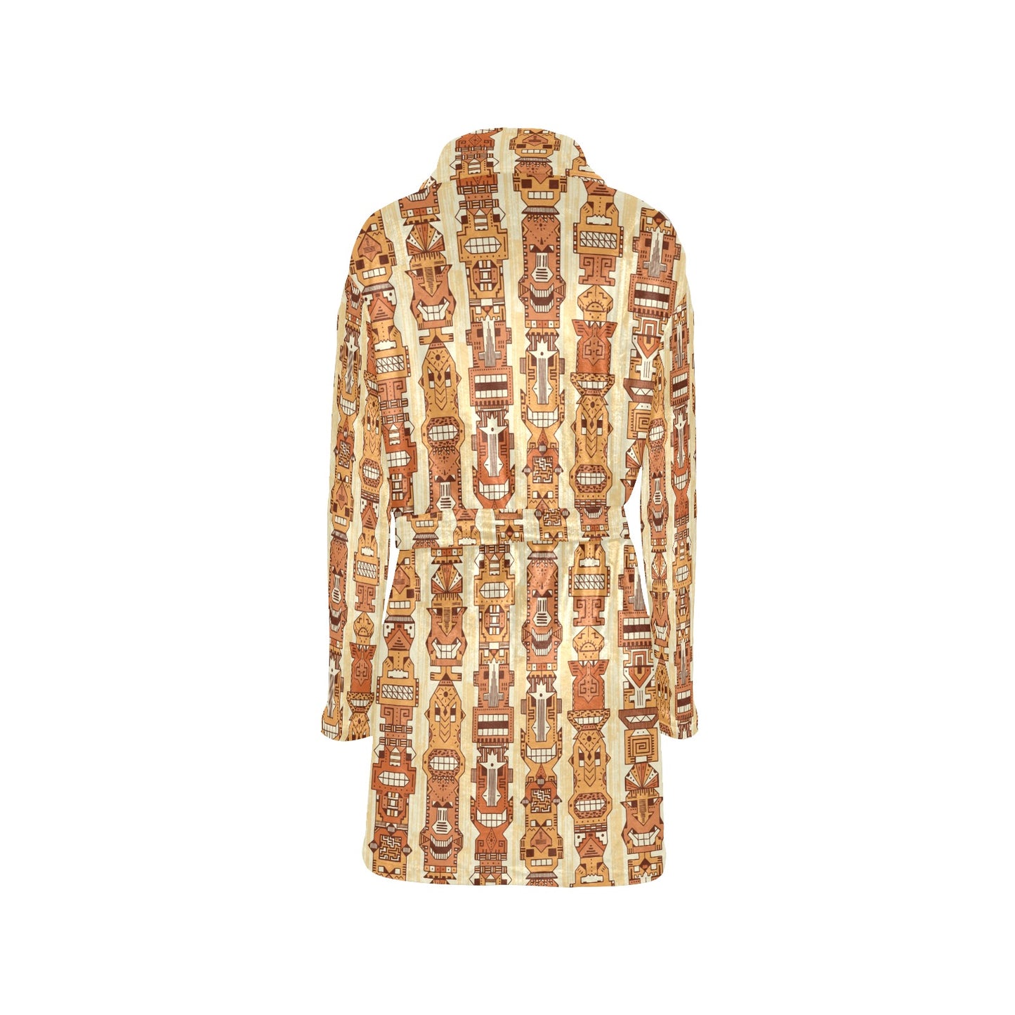 Tiki Orange Vertical Pattern Women's Fleece Robe