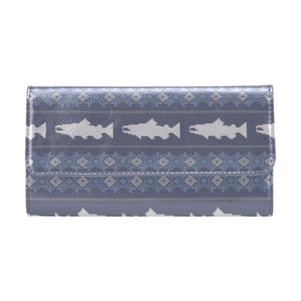 Salmon Fish Knit Style Print Design LKS304 Women's Trifold Wallet