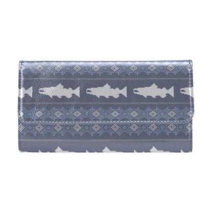 Salmon Fish Knit Style Print Design LKS304 Women's Trifold Wallet