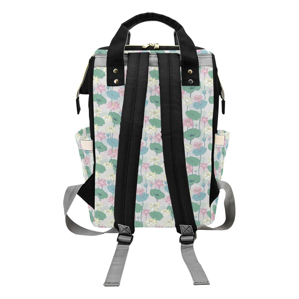 Water Lily Print Design LKS305 Diaper Bag Backpack