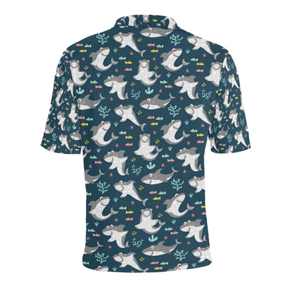 Shark Print Design LKS307 Men Polo Shirt