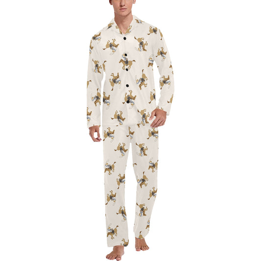 Cowboy Pattern Print Design 01 Men's Long Pajama Set