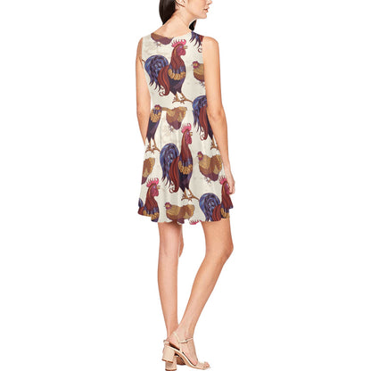 Rooster Pattern Print Design A03 Sleeveless Dress