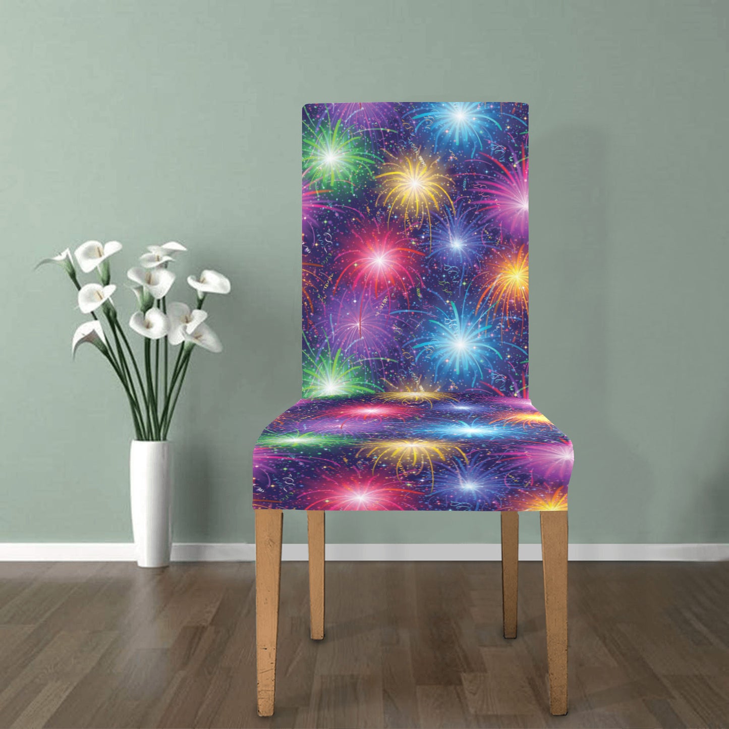 Firework Colorful Print Design LKS301 Dining Chair Slipcover