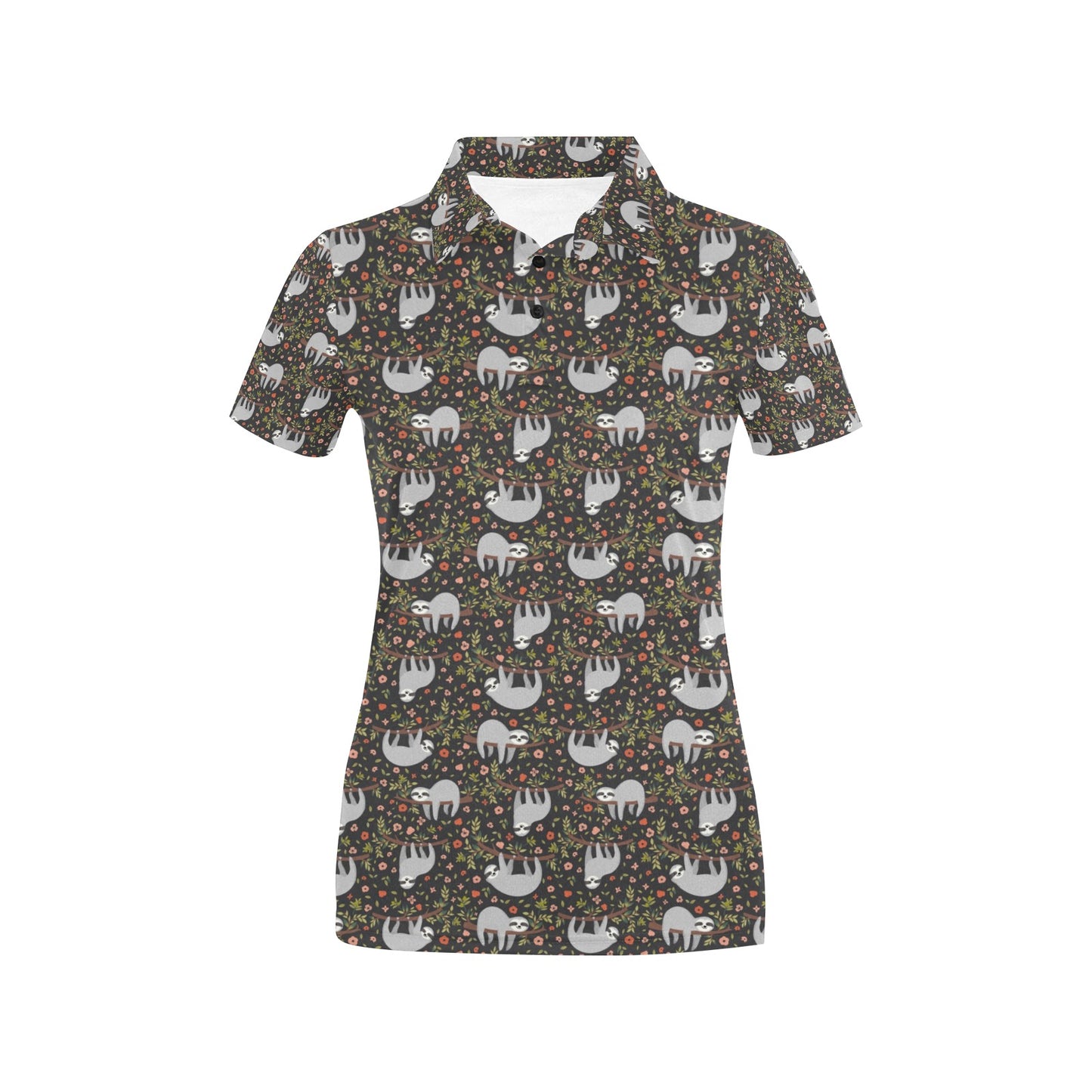 Sloth Cute Design Themed Print Women's Polo Shirt