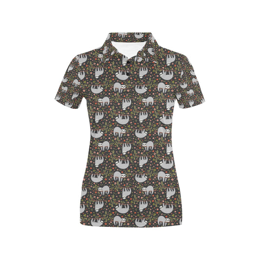 Sloth Cute Design Themed Print Women's Polo Shirt