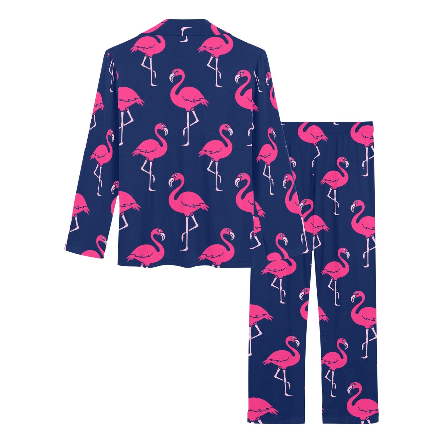 Pink Flamingo Pattern Women's Long Pajama Set