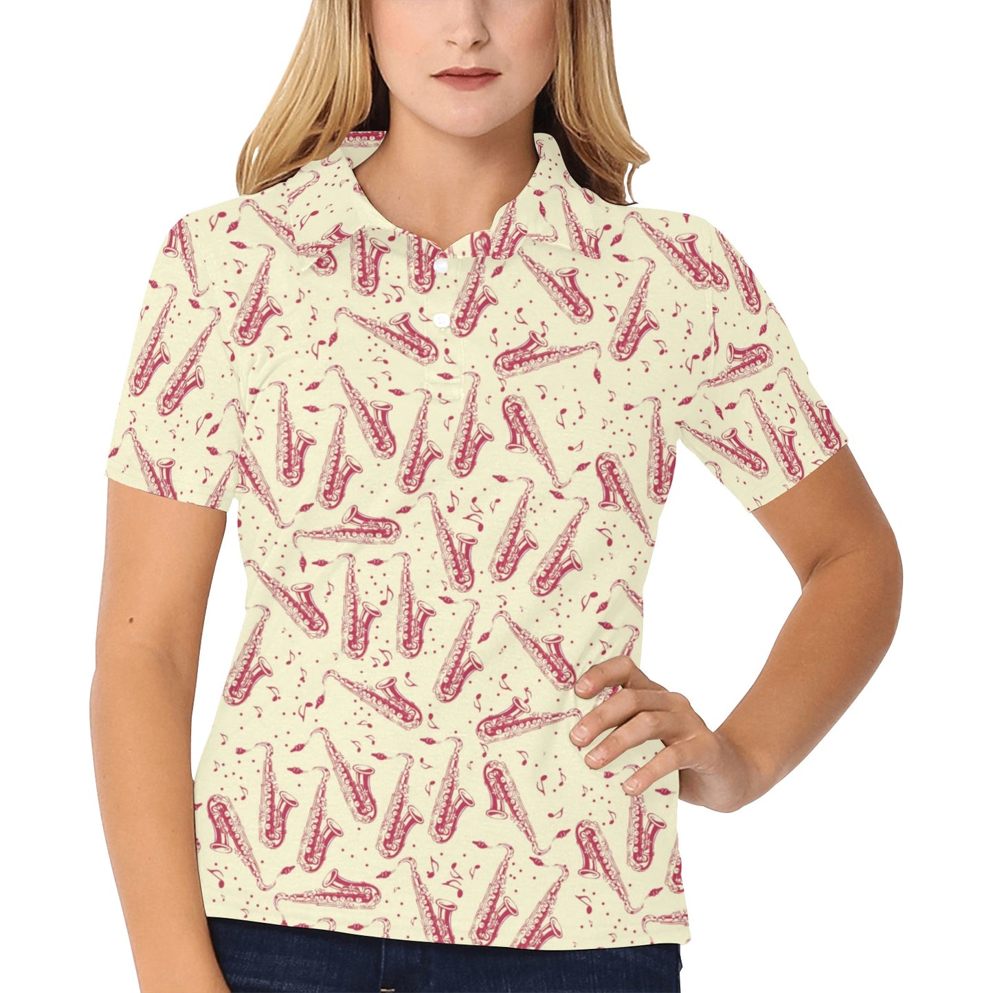 Saxophone Print Design LKS402 Women's Polo Shirt