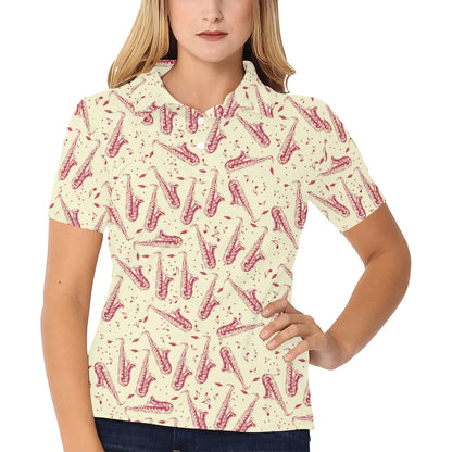 Saxophone Print Design LKS402 Women's Polo Shirt