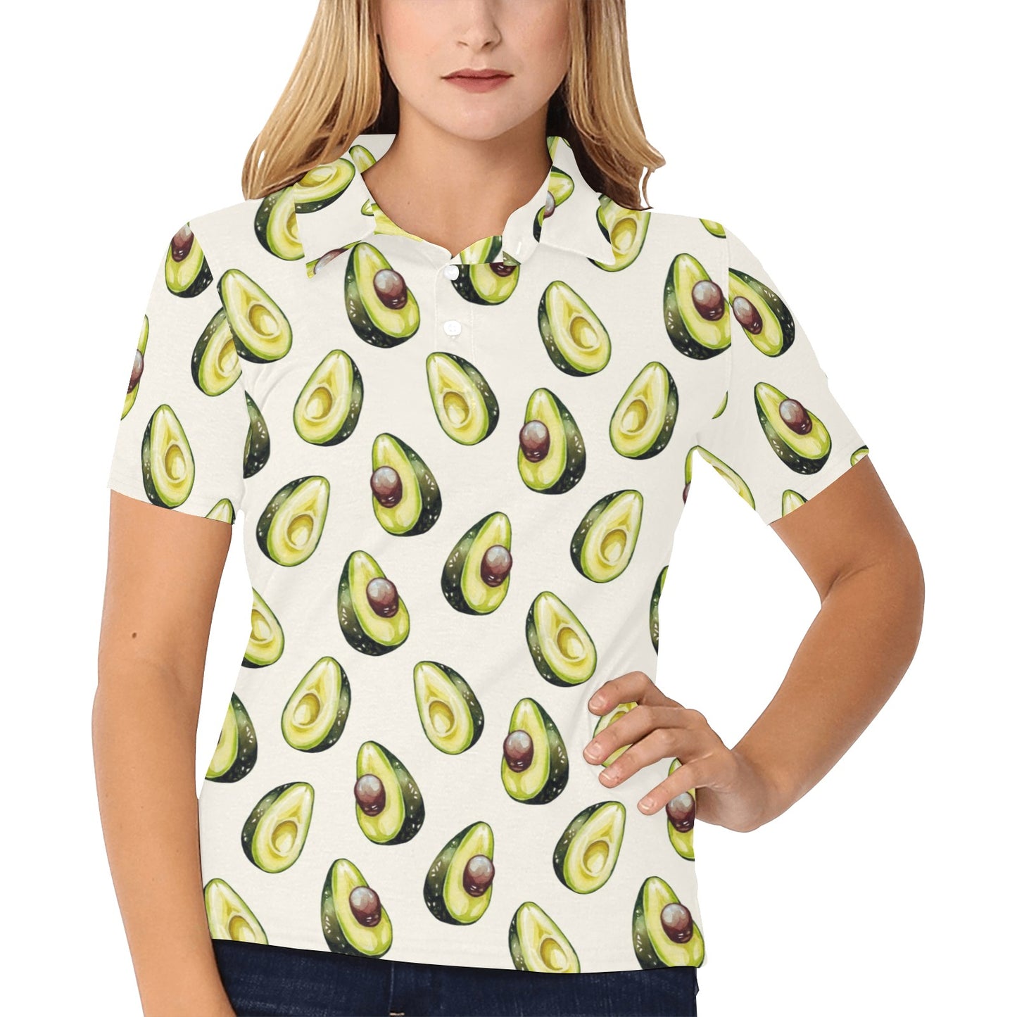 Avocado Pattern Print Design 01 Women's Polo Shirt