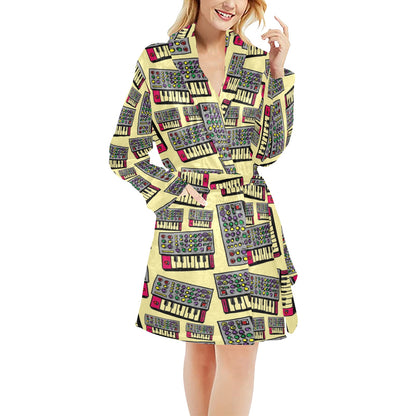 Synthesizer Pattern Print Design 01 Women's Fleece Robe