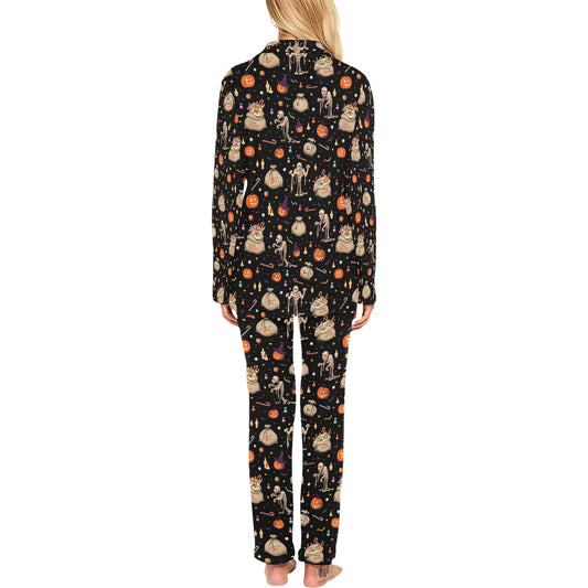 Mummy Halloween Print Design LKS303 Women's Long Pajama Set