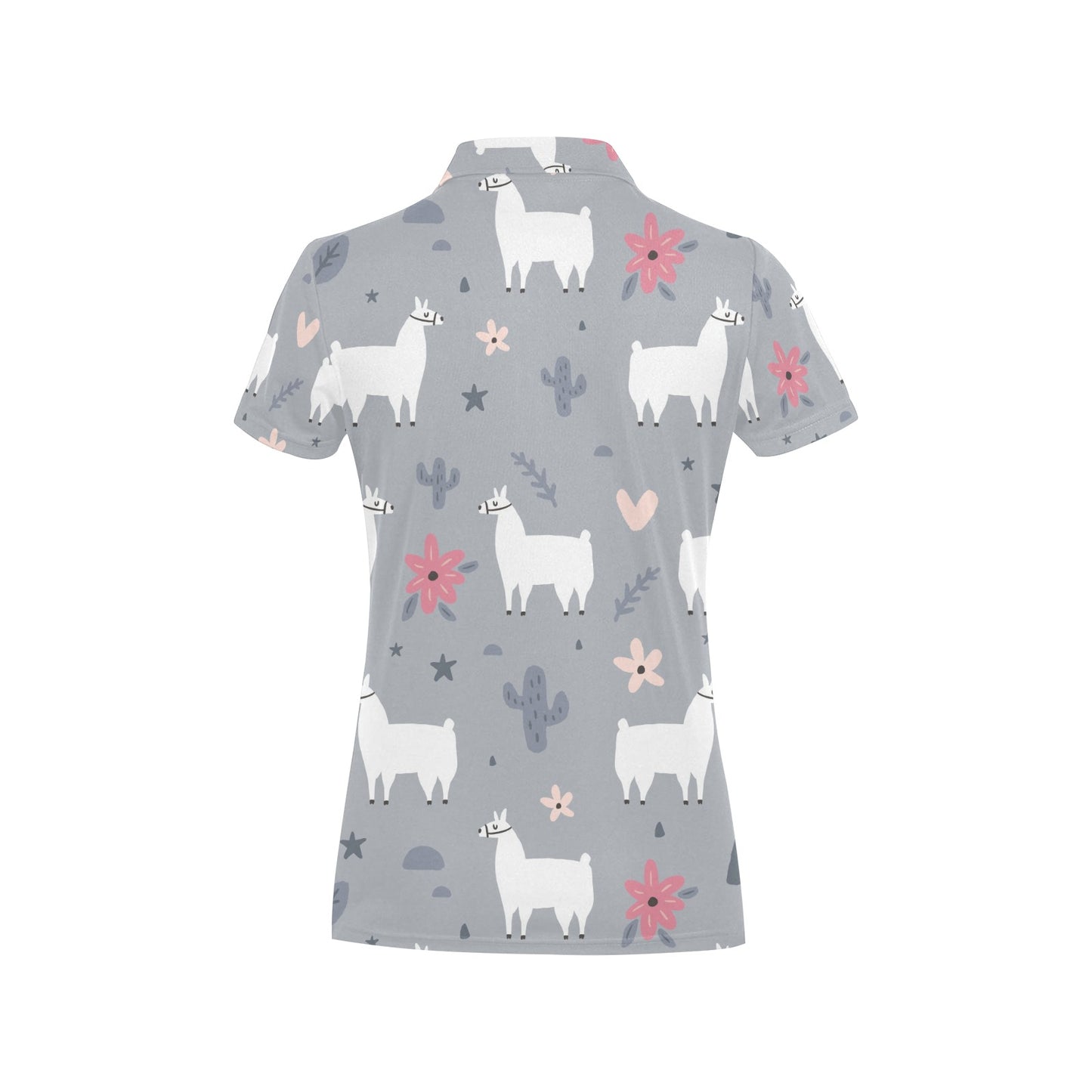 Llama Pattern Print Design 010 Women's Polo Shirt