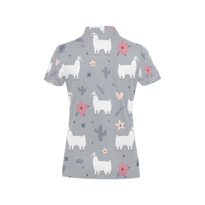 Llama Pattern Print Design 010 Women's Polo Shirt