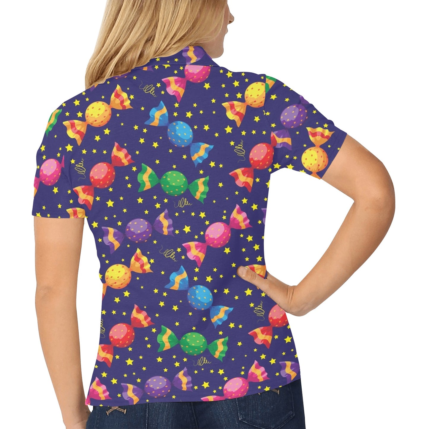 Candy Pattern Print Design CA06 Women's Polo Shirt
