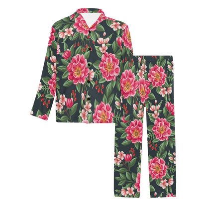 Summer Floral Pattern Print Design SF06 Men's Long Pajama Set