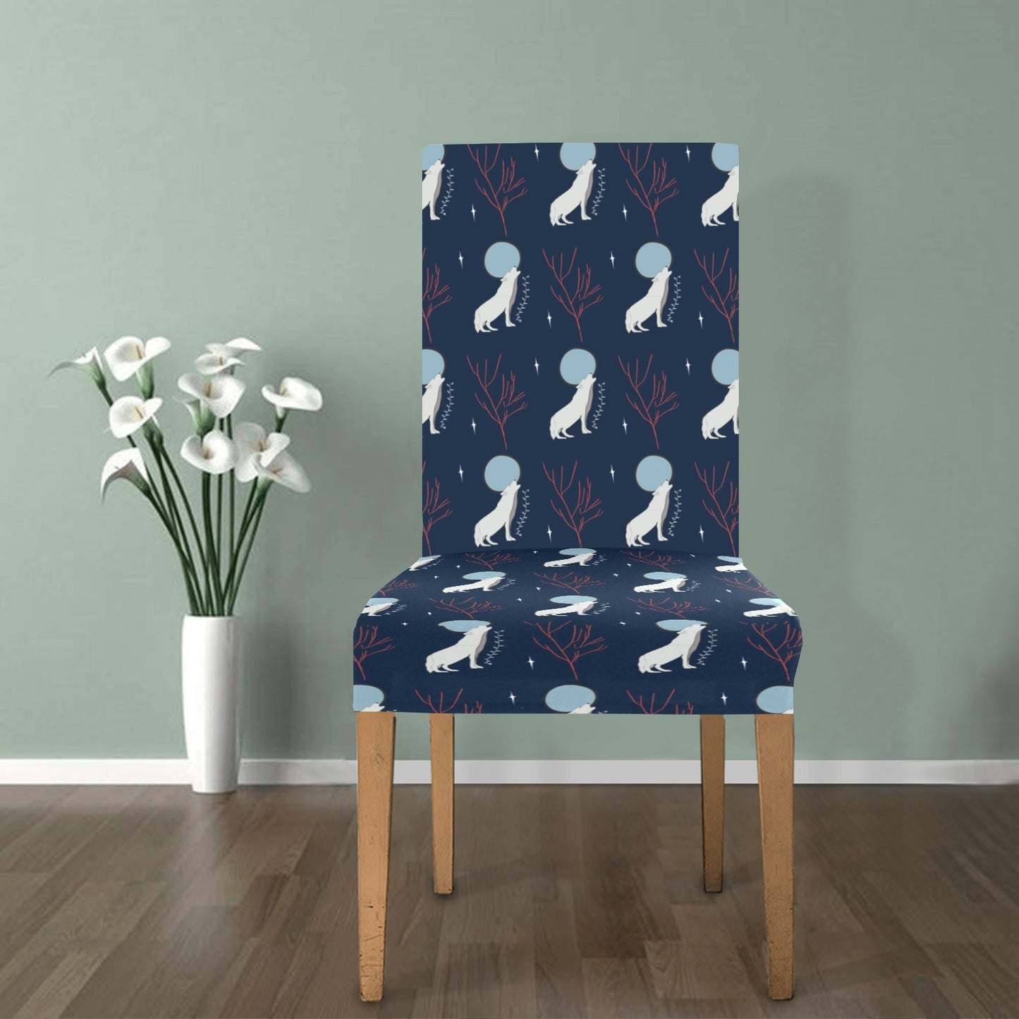 Wolf Moon Print Design LKS304 Dining Chair Slipcover