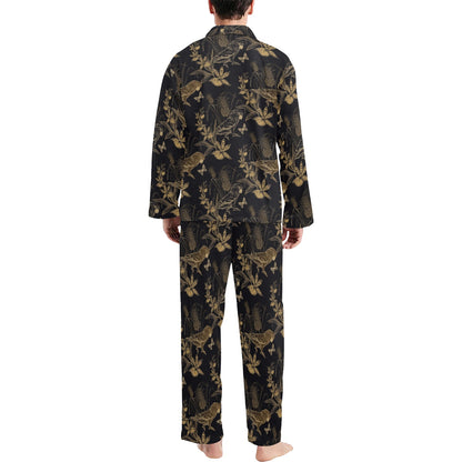 Parakeet Pattern Print Design A05 Men's Long Pajama Set