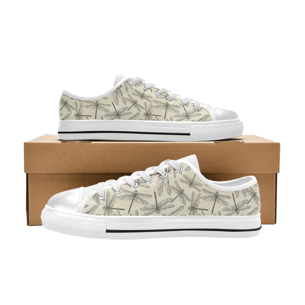 Dragonfly Print Design LKS402 Women's White Low Top Shoes