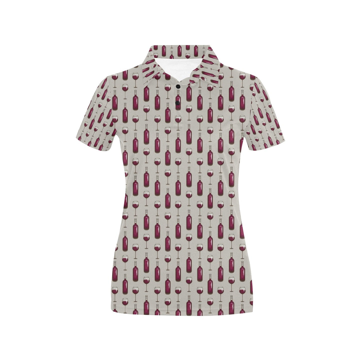 Wine Bottle Pattern Print Women's Polo Shirt