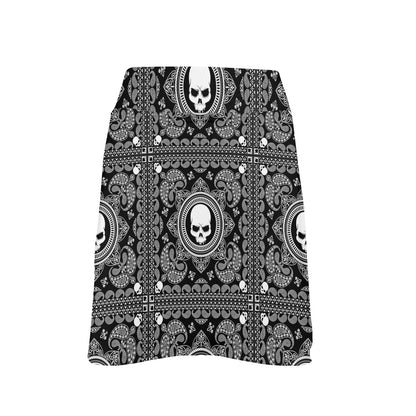 Bandana Skull Print Design LKS303 17" Golf & Pickleball Skort with Pockets