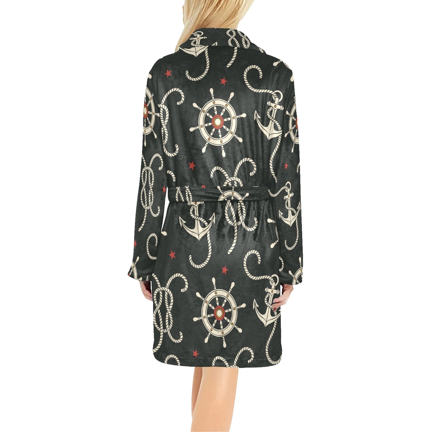 Nautical Anchor Pattern Women's Fleece Robe