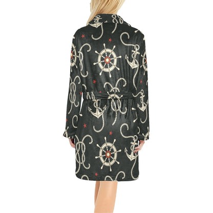 Nautical Anchor Pattern Women's Fleece Robe