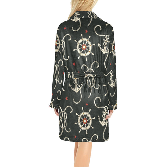 Nautical Anchor Pattern Women's Fleece Robe