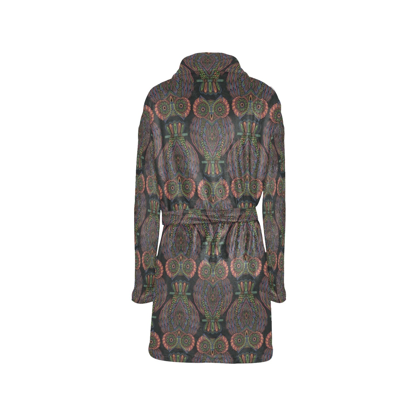Owl Pattern Print Design A05 Women's Fleece Robe