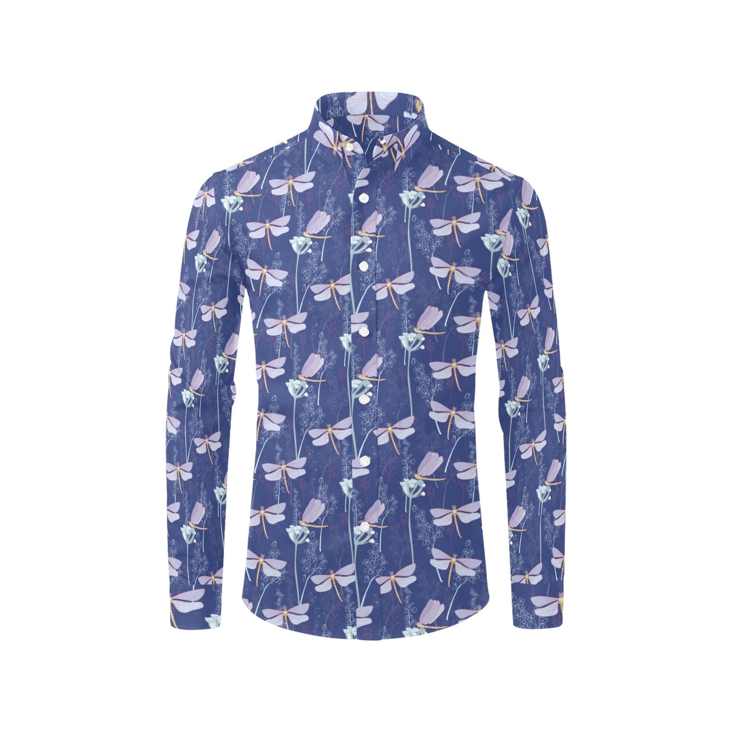 Dragonfly Print Design LKS401 Men's Long Sleeve Dress Shirt