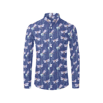 Dragonfly Print Design LKS401 Men's Long Sleeve Dress Shirt
