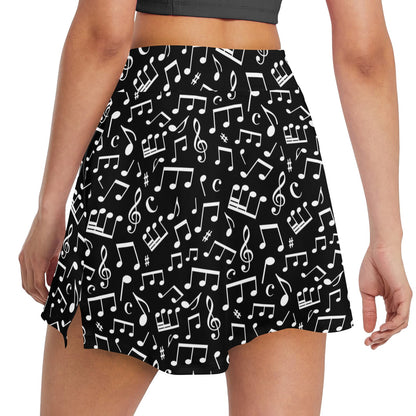 Music Note Black white Themed Print 17" Golf & Pickleball Skort with Pockets