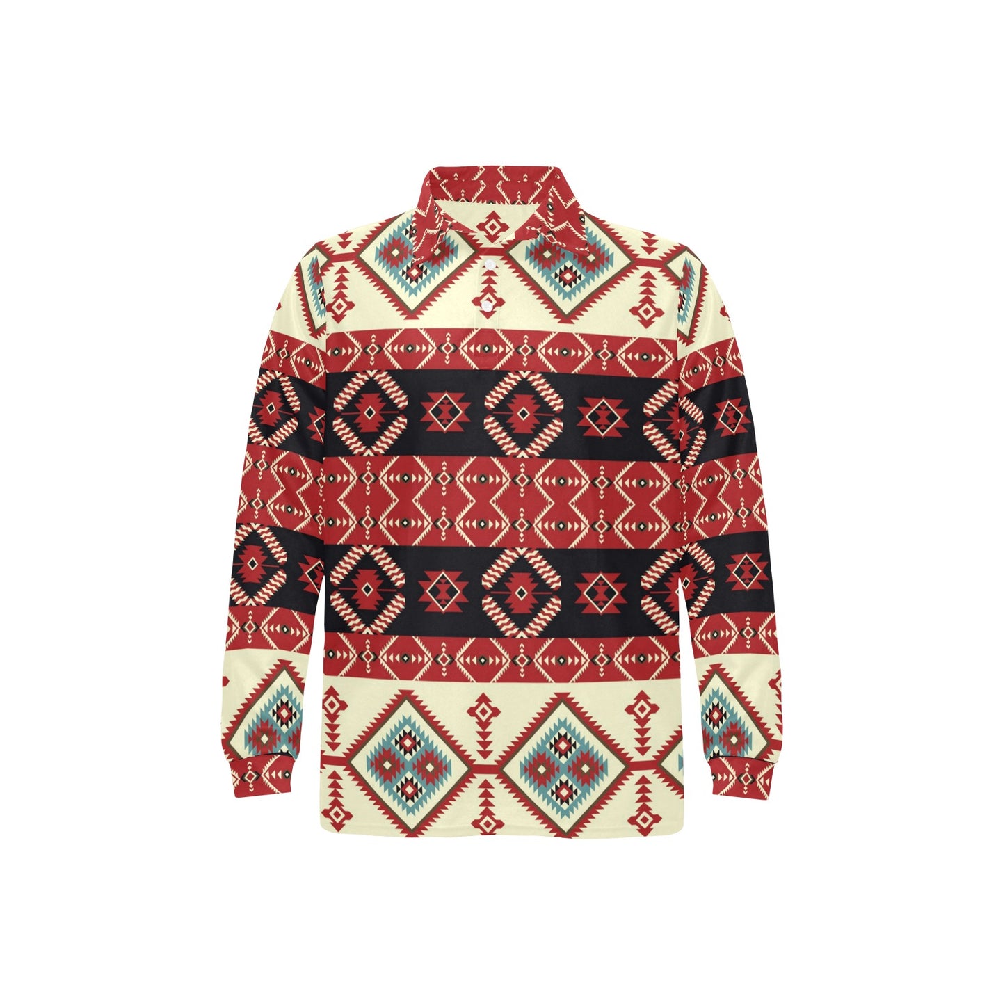 Navajo Pattern Print Design A05 Long Sleeve Polo Shirt For Men's