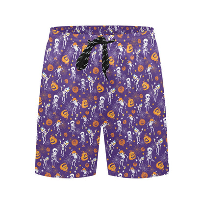 Skeleton Halloween Dance Print Design LKS304 Men's Swim Trunks Beach Shorts