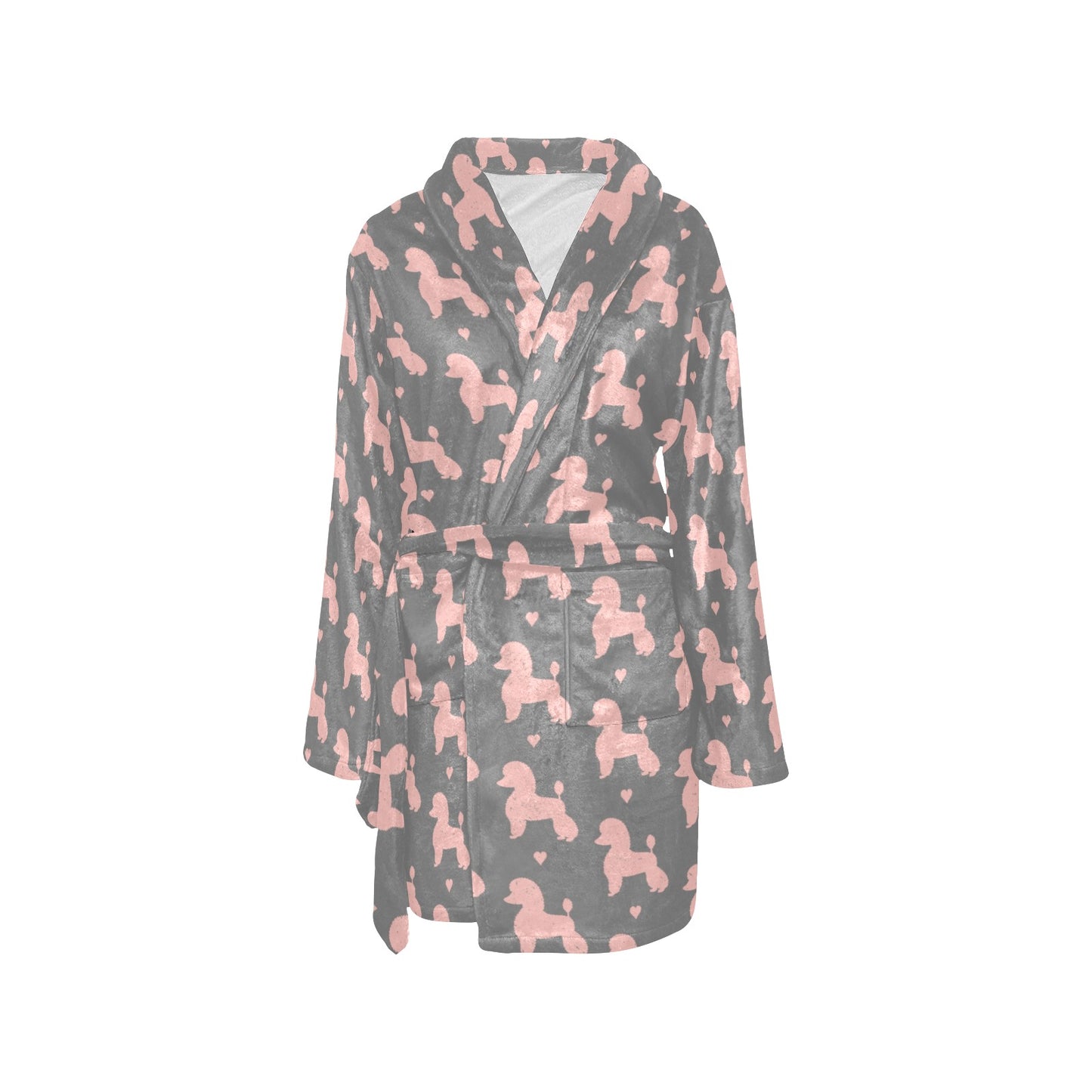 Poodle Pattern Print Design A02 Women's Fleece Robe