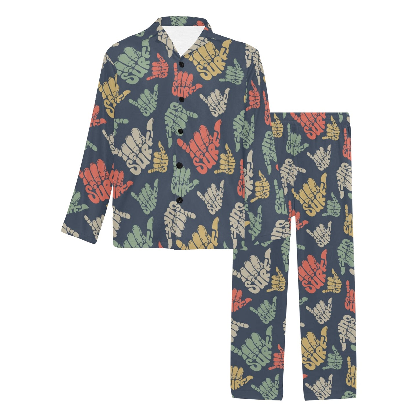 Surf Hand sign Men's Long Pajama Set