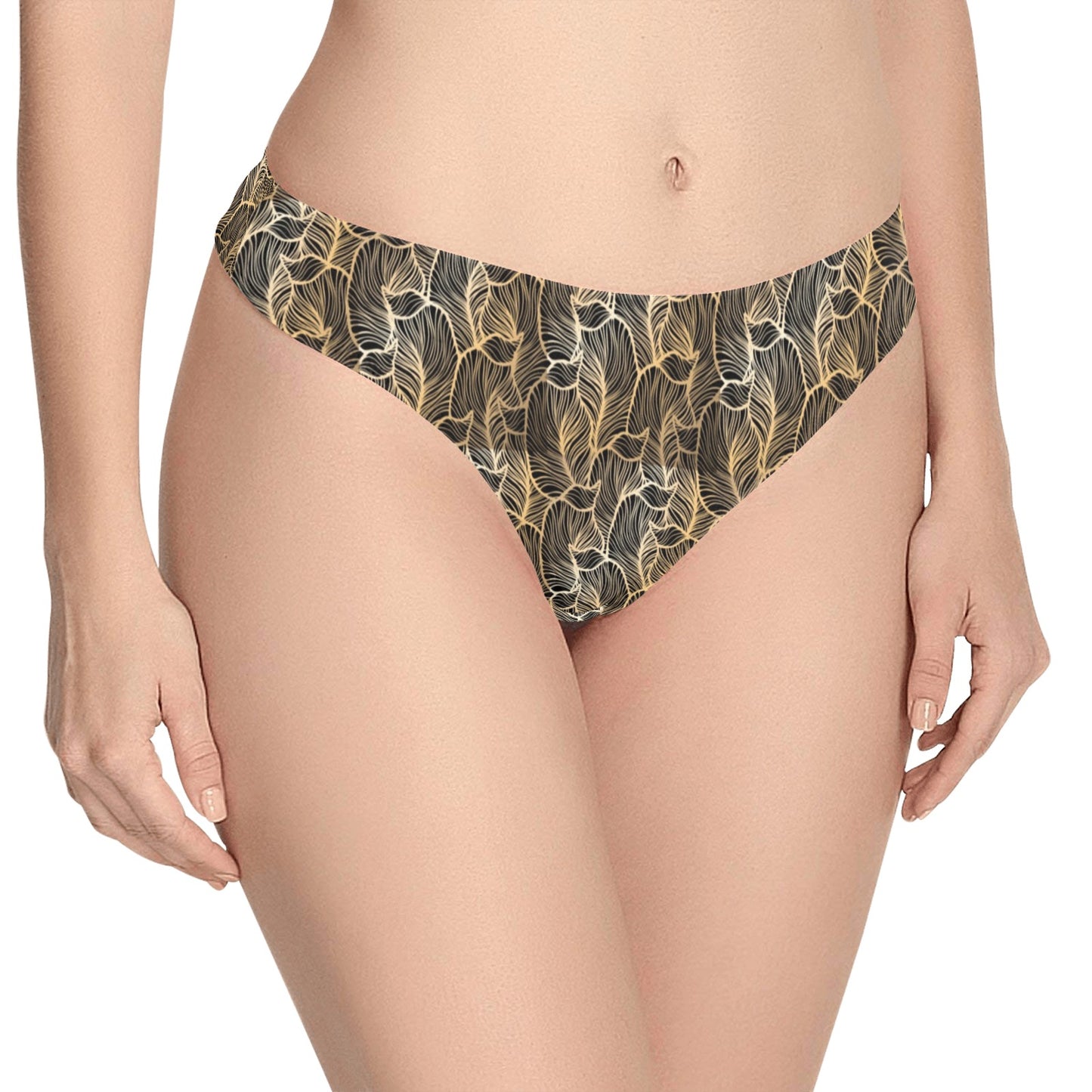 Elegant Gold leaf Print Women's Thongs