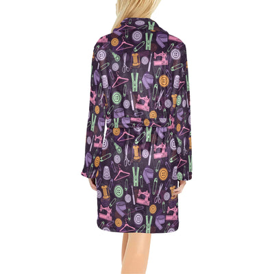 Sewing Equipment Print Design LKS306 Women's Fleece Robe