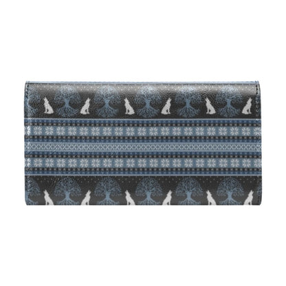 Wolf Tree of Life Knit Design Print Women's Trifold Wallet